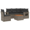 Set de muebles de jardín 6 pzas y cojines ratán sintético gris 2