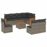 9 pcs conjunto sofás p/ jardim com almofadões vime PE cinzento 2