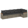 Set de muebles de jardín 6 pzas y cojines ratán sintético gris 2