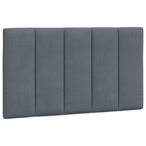 Cabecero de cama acolchado terciopelo gris oscuro 80 cm H
