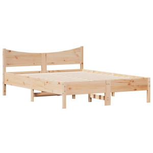 Estructura de cama madera maciza de pino 140x200 cm H