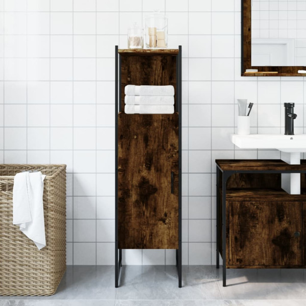 Armario de baño madera ingeniería roble ahumado 33x33x120.5 cm M 3