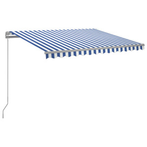 Toldo retrátil manual com LED 300x250 cm azul e branco H