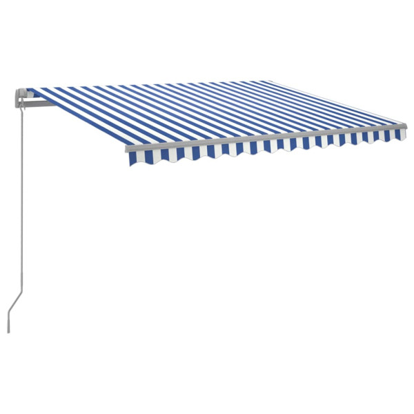 Toldo retrátil manual com LED 300x250 cm azul e branco M 2