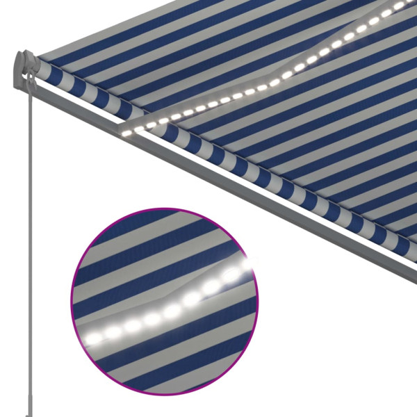 Toldo manual retráctil con LED azul y blanco 300x250 cm M 5