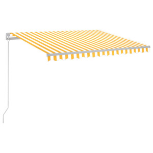 Toldo retrátil manual com LED 300x250 cm amarelo e branco H
