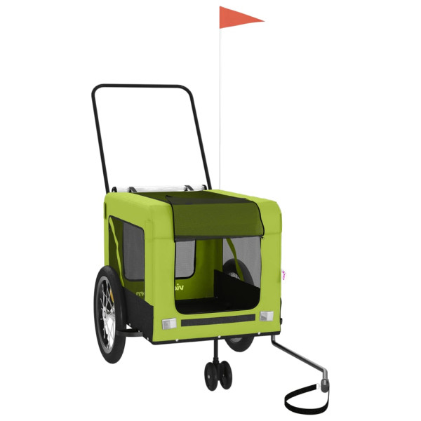 Remolque de bicicleta mascotas hierro tela Oxford verde negro M 3