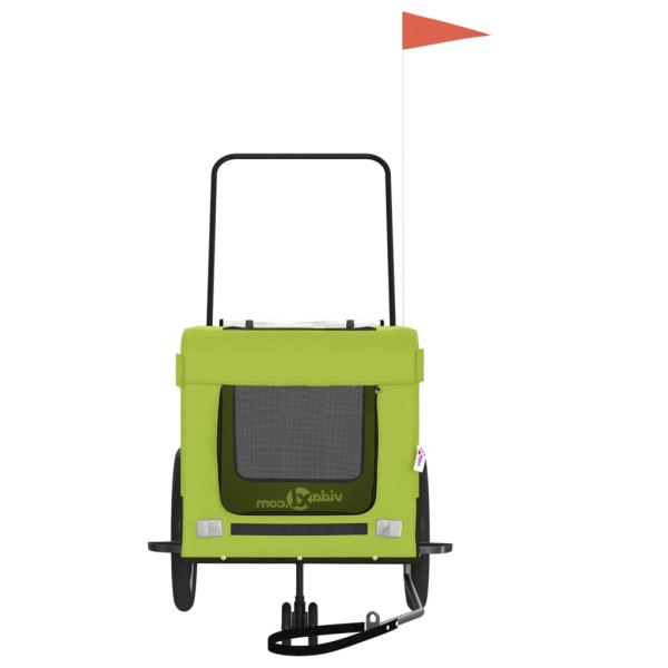 Reboque de bicicleta p/ animais tecido oxford/ferro verde/preto M 5