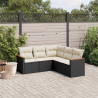 Set de muebles de jardín 5 pzas y cojines ratán sintético negro 1