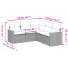 Set de muebles de jardín 5 pzas y cojines ratán sintético negro 3