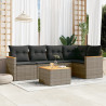 Set de muebles de jardín 6 pzas y cojines ratán sintético gris 1