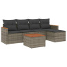 Set de muebles de jardín 6 pzas y cojines ratán sintético gris 2