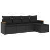 5 pcs conjunto sofás de jardim com almofadões vime PE preto 2
