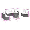 9 pcs conjunto sofás p/ jardim com almofadões vime PE cinzento 3