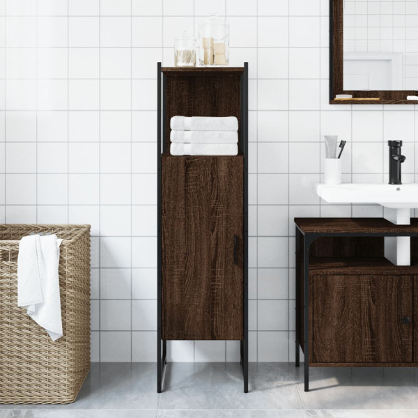 Armario de baño madera ingeniería marrón roble 33x33x120.5 cm M 3