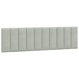 Cabecero de cama acolchado terciopelo gris claro 180 cm H