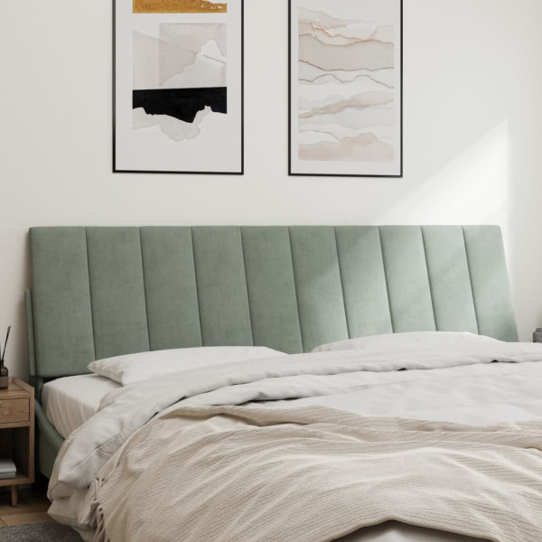 Cabecero de cama acolchado terciopelo gris claro 180 cm M 3
