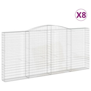 Cestos gabião arqueados 8pcs 400x30x180/200cm ferro galvanizado H
