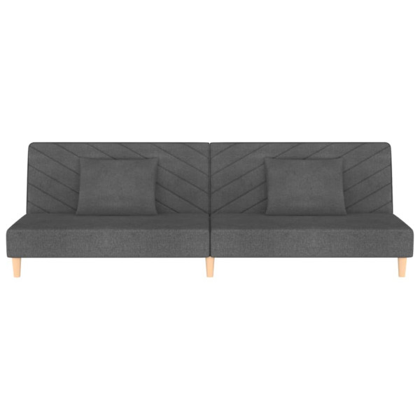 Sofá cama de 2 plazas con dos almohadas tela gris oscuro M 4