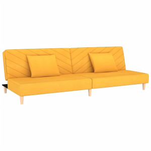 Sofá cama de 2 plazas con dos almohadas tela color amarillo H