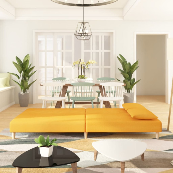 Sofá cama de 2 plazas con dos almohadas tela color amarillo M 3
