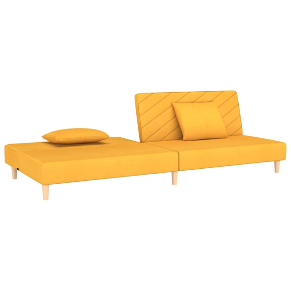 Sofá-cama 2 lugares com duas almofadas tecido amarelo M 5