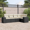 Set de muebles de jardín 5 pzas y cojines ratán sintético negro 1