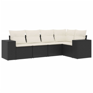 Set de muebles de jardín 5 pzas y cojines ratán sintético negro H