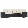 5 pcs conjunto sofás de jardim com almofadões vime PE preto 2