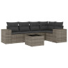 Set de muebles de jardín 6 pzas y cojines ratán sintético gris 2