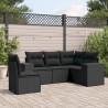 5 pcs conjunto sofás de jardim com almofadões vime PE preto 1