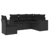 Set de muebles de jardín 5 pzas y cojines ratán sintético negro 2