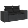 5 pcs conjunto sofás de jardim com almofadões vime PE preto 3