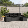 Set de muebles de jardín 5 pzas y cojines ratán sintético negro 1