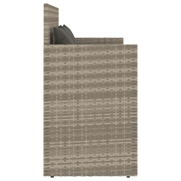 Banco de jardín con cojines ratán sintético gris claro M 5