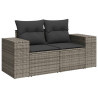 6 pcs conjunto sofás de jardim com almofadões vime cinzento 3