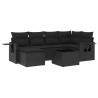 7 pcs conjunto de sofás p/ jardim c/ almofadões vime PE preto 2