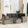 6 pcs conjunto sofás de jardim com almofadões vime cinzento 1
