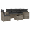 Set de muebles de jardín 6 pzas y cojines ratán sintético gris 2