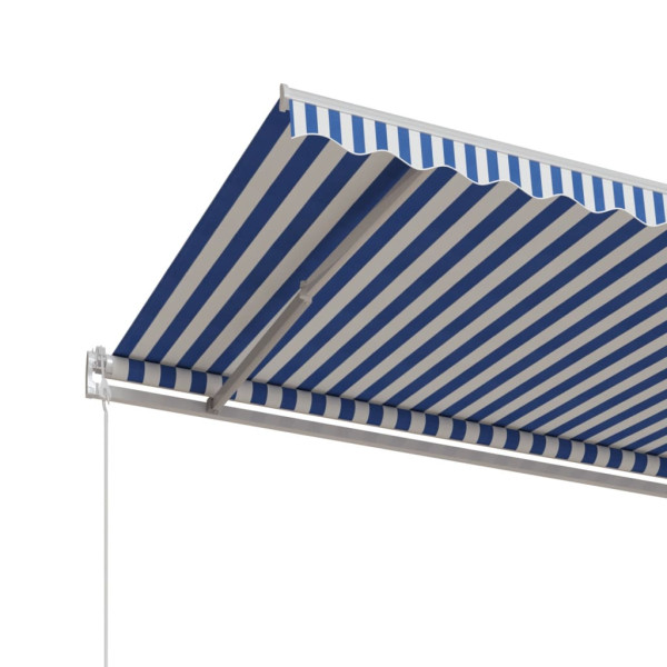Toldo automático retráctil azul y blanco 600x350 cm M 5