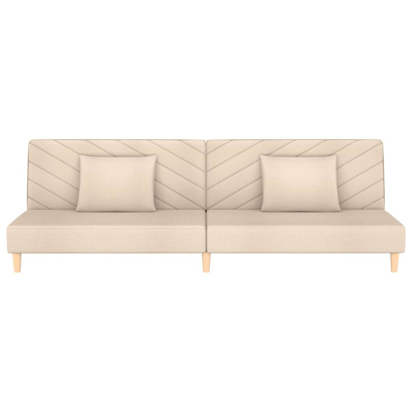 Sofá cama de 2 plazas con dos almohadas tela color crema M 4