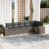 Set de muebles de jardín 6 pzas y cojines ratán sintético gris 1