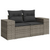 6 pcs conjunto sofás de jardim com almofadões vime cinzento 3