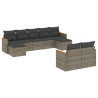 Set de muebles de jardín 9 pzas y cojines ratán sintético gris 2