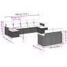 Set de muebles de jardín 9 pzas y cojines ratán sintético gris 3