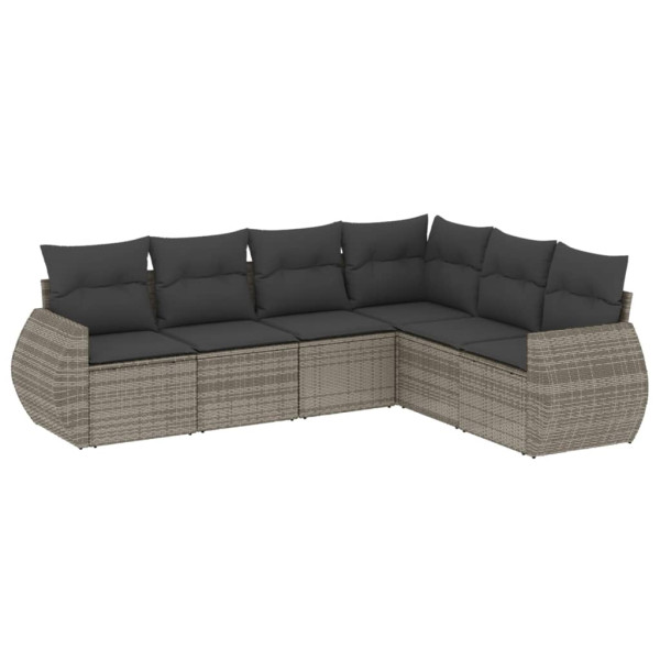 6 pcs conjunto sofás de jardim com almofadões vime cinzento M 2