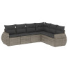 Set de muebles de jardín 6 pzas y cojines ratán sintético gris 2