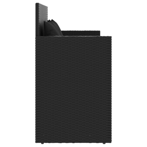 Banco de jardín con cojines ratán sintético negro M 5