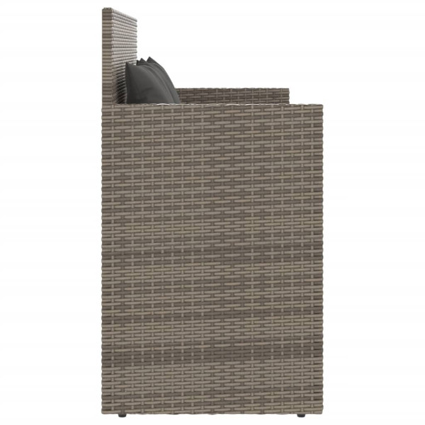 Banco de jardín con cojines ratán sintético gris M 5