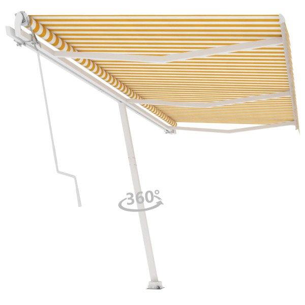 Toldo de pie automático amarillo y blanco 600x350 cm M 3